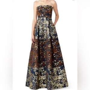 Aidan Mattox Bronze Jacquard Gown Size 12 Holiday Evening Dress Mother of Bride